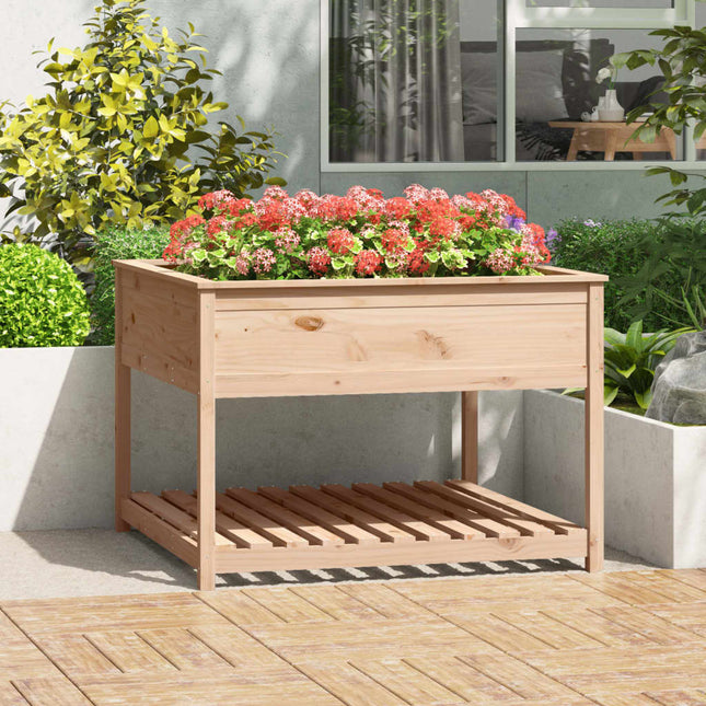 plantekasse med hylde 111,5x111,5x81 cm massivt fyrretræ