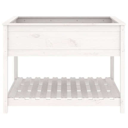 plantekasse med hylde 111,5x111,5x81 cm massivt fyrretræ hvid