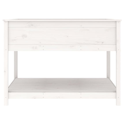 plantekasse med hylde 111,5x111,5x81 cm massivt fyrretræ hvid