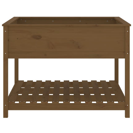 plantekasse med hylde 111,5x111,5x81 cm massivt fyrretræ brun