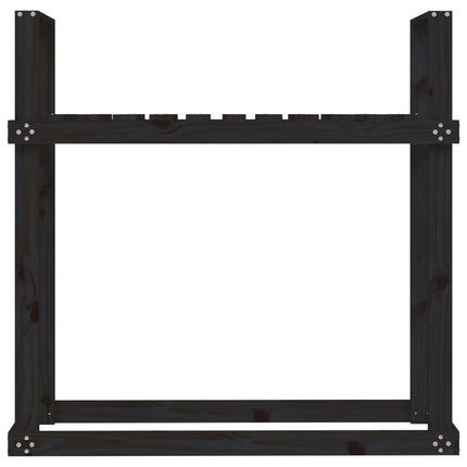 brændestativ 1110x35x108,5 cm massivt fyrretræ sort