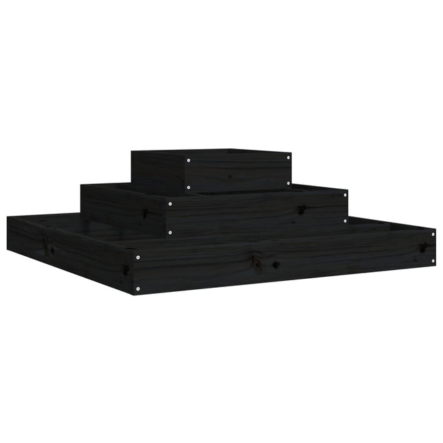 plantekasse 80x80x27 cm massivt fyrretræ sort