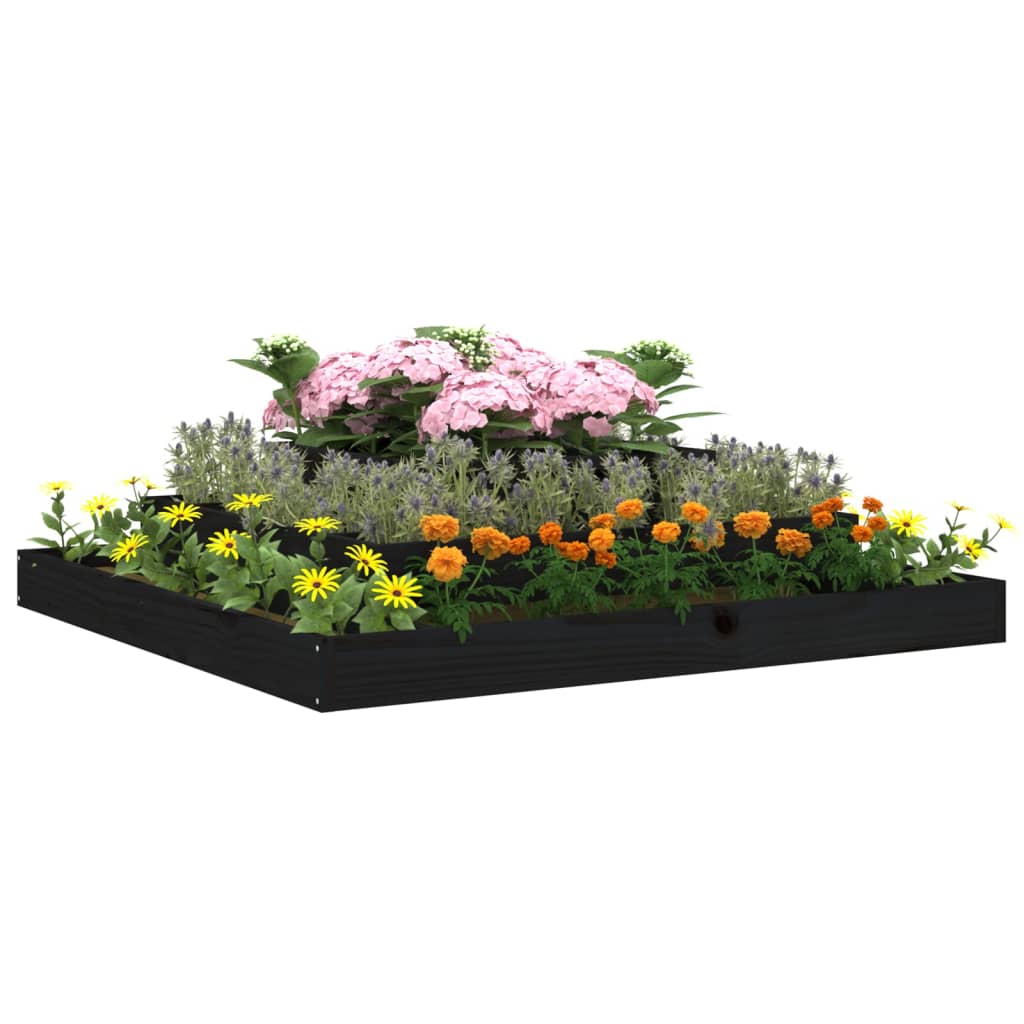 plantekasse 110x110x27 cm massivt fyrretræ sort