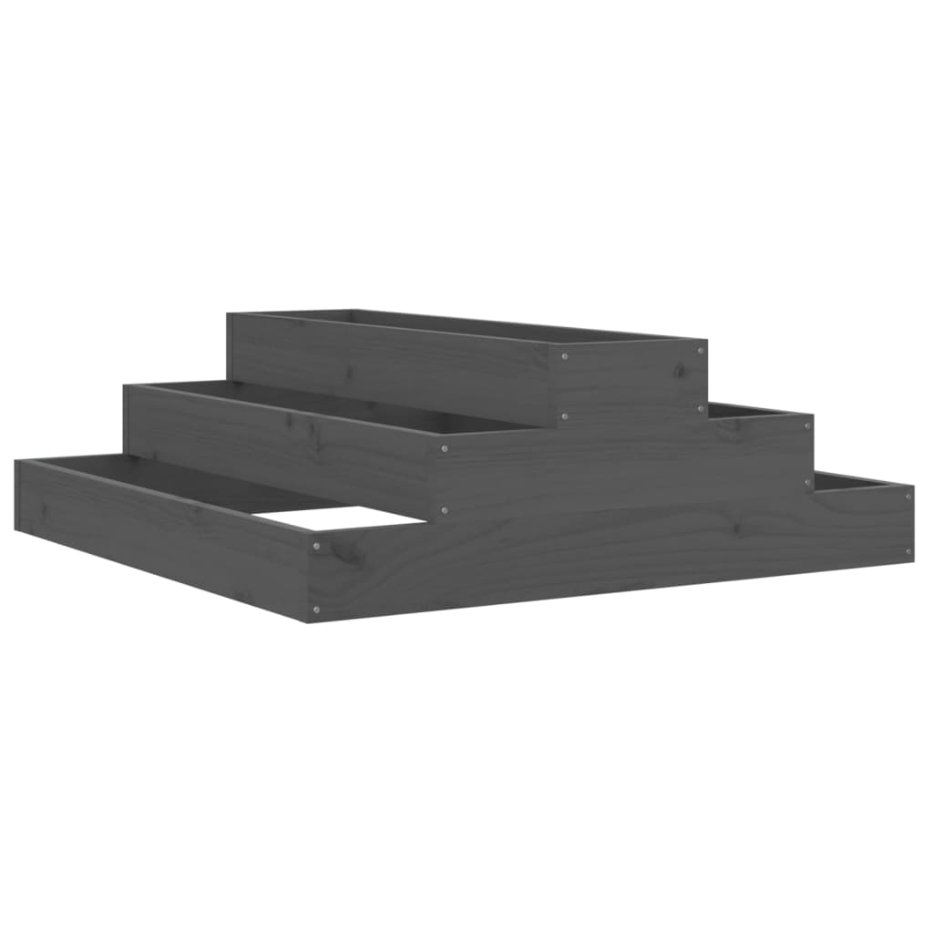 plantekasse 80x80x27 cm massivt fyrretræ grå