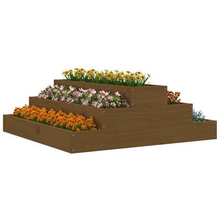 plantekasse 80x80x27 cm massivt fyrretræ gyldenbrun
