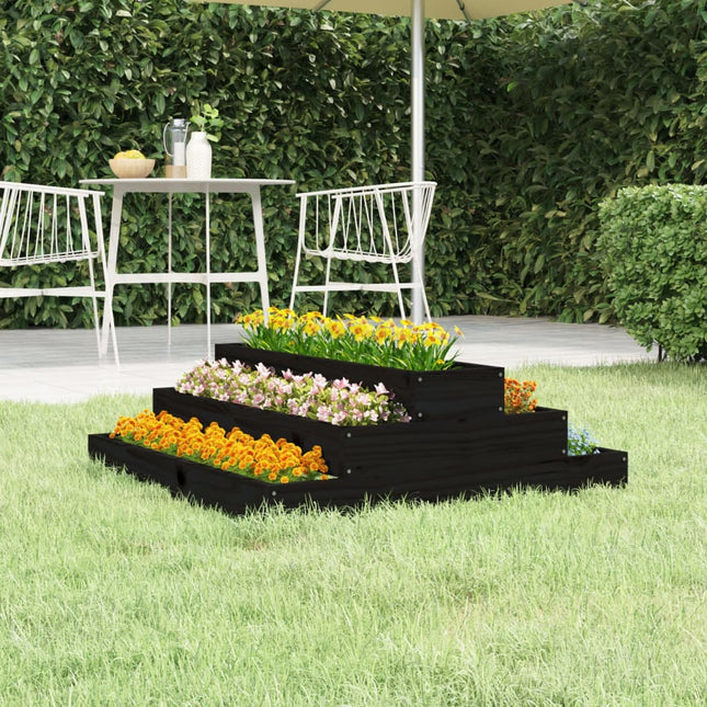 plantekasse 80x80x27 cm massivt fyrretræ sort