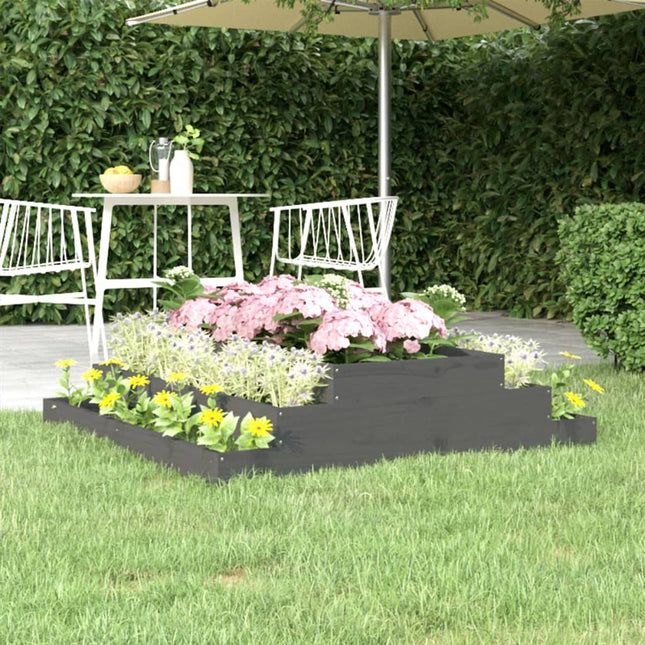 plantekasse 110x110x27 cm massivt fyrretræ grå