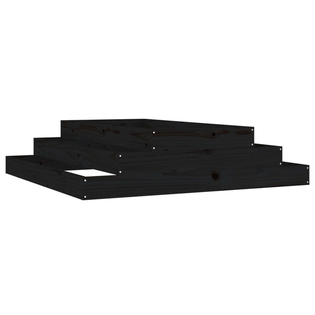 plantekasse 110x110x27 cm massivt fyrretræ sort
