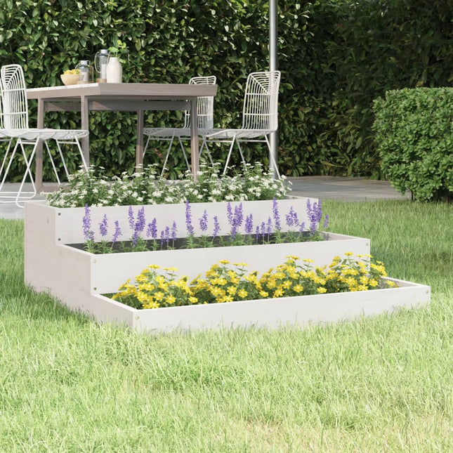 plantekasse 78x78x27 cm massivt fyrretræ hvid