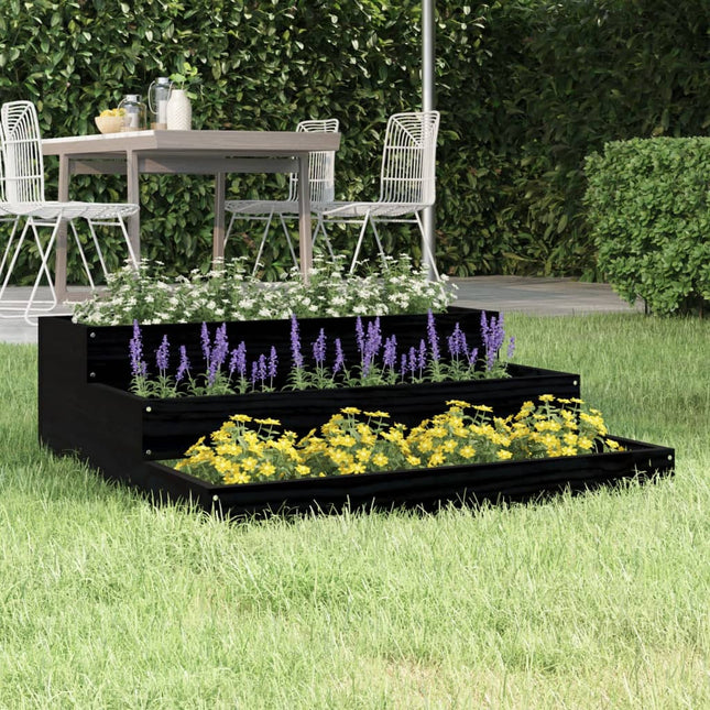 plantekasse 78x78x27 cm massivt fyrretræ sort