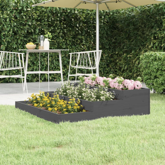 plantekasse 107x107x27 cm massivt fyrretræ grå