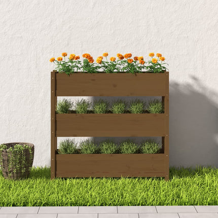 plantekasse 112x25x104,5 cm massivt fyrretræ gyldenbrun