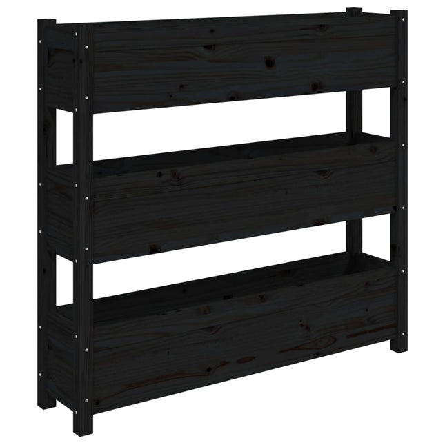 plantekasse 112x25x104,5 cm massivt fyrretræ sort