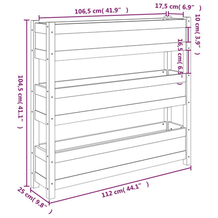 plantekasse 112x25x104,5 cm massivt fyrretræ sort