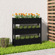 plantekasse 112x25x104,5 cm massivt fyrretræ sort