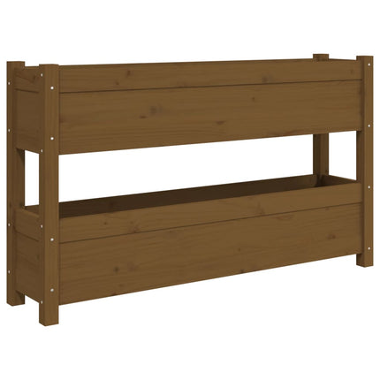 plantekasse 112x25x66 cm massivt fyrretræ gyldenbrun