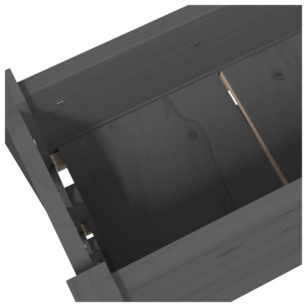 plantekasse 77x25x104,5 cm massivt fyrretræ grå