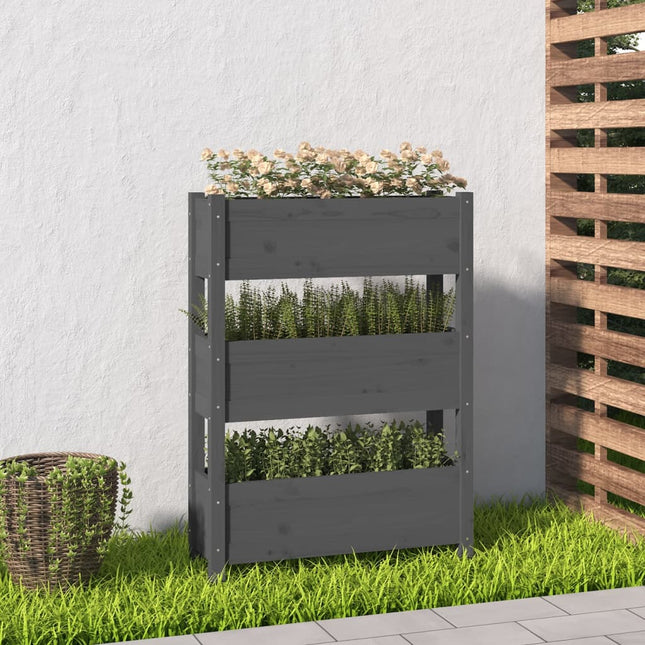 plantekasse 77x25x104,5 cm massivt fyrretræ grå