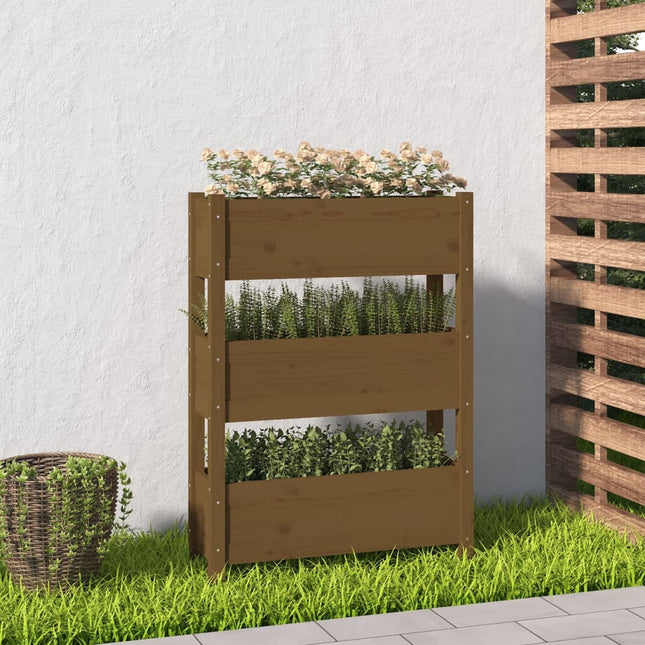 plantekasse 77x25x104,5 cm massivt fyrretræ gyldenbrun