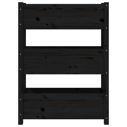 plantekasse 77x25x104,5 cm massivt fyrretræ sort