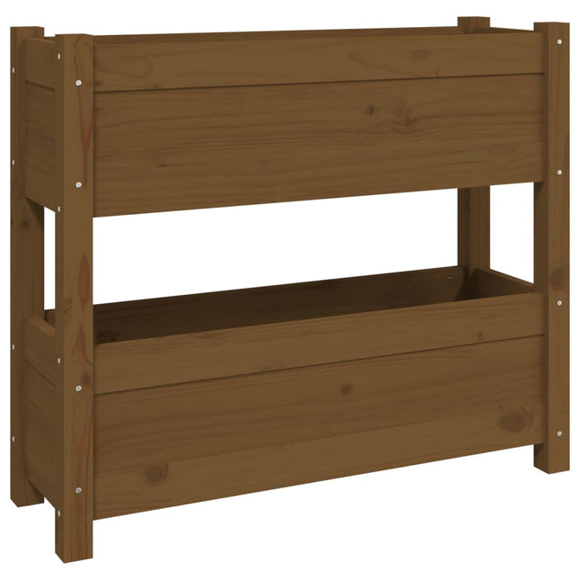 plantekasse 77x25x66 cm massivt fyrretræ gyldenbrun