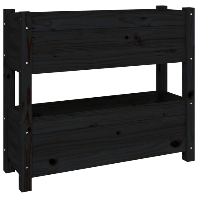 plantekasse 77x25x66 cm massivt fyrretræ sort