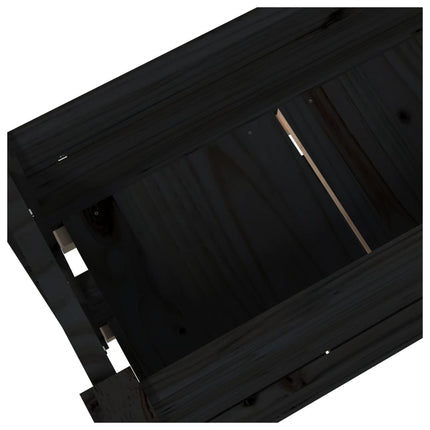 plantekasse 77x25x66 cm massivt fyrretræ sort