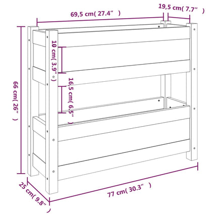 plantekasse 77x25x66 cm massivt fyrretræ sort