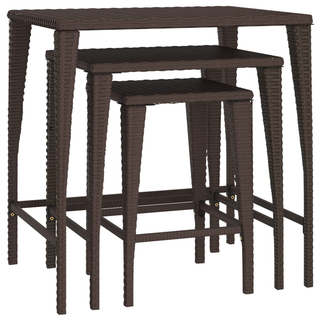 indskudsborde 3 stk. polyrattan brun