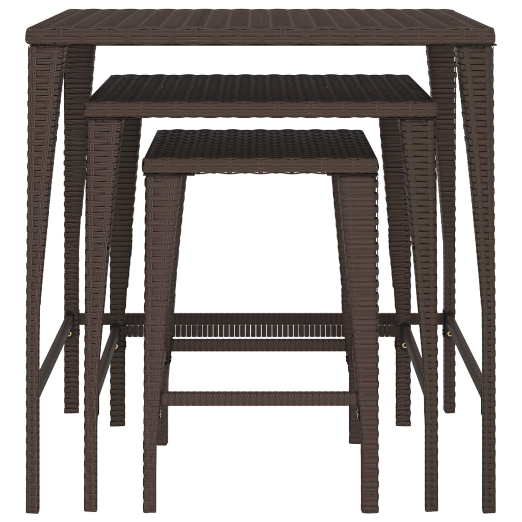 indskudsborde 3 stk. polyrattan brun