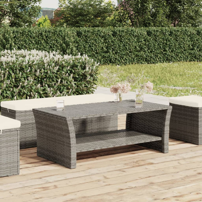 sofabord 100x50x40 cm polyrattan grå