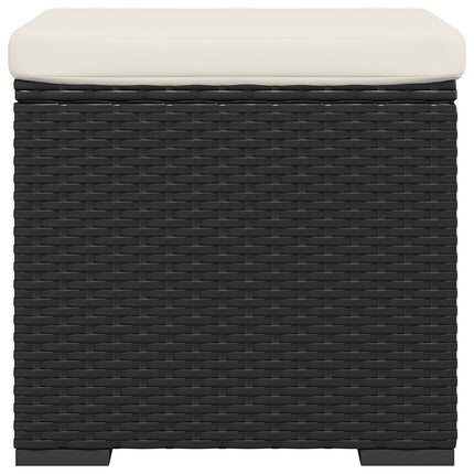 ottoman med hynde 40x30x40 cm polyrattan sort
