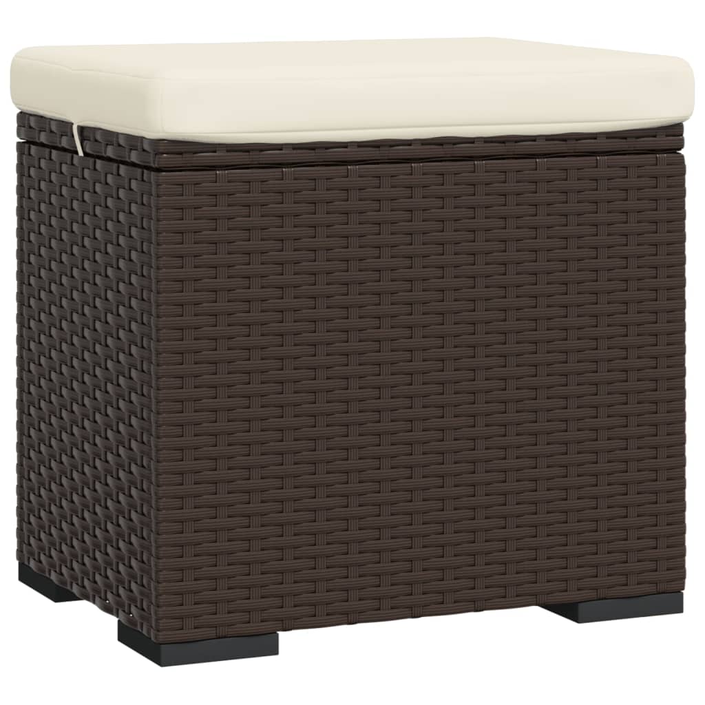 ottoman med hynde 40x30x40 cm polyrattan brun