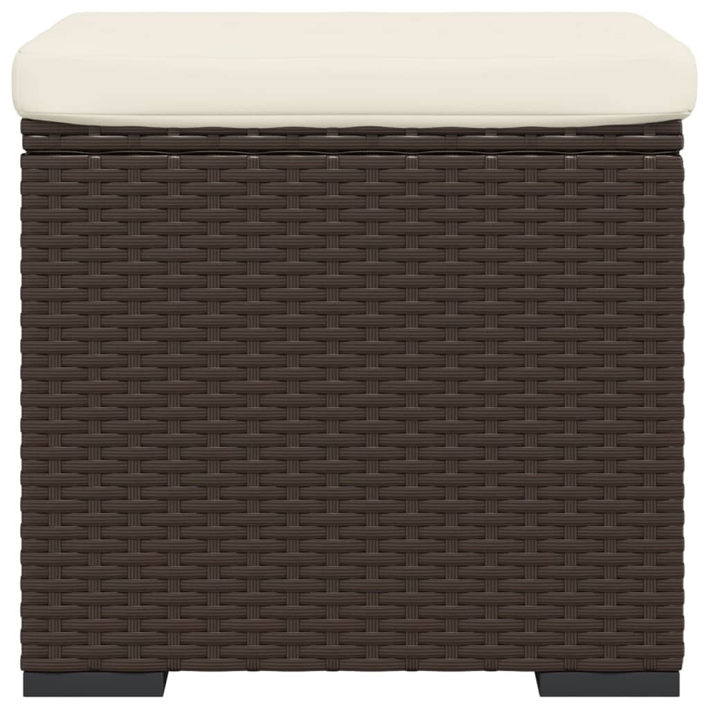 ottoman med hynde 40x30x40 cm polyrattan brun