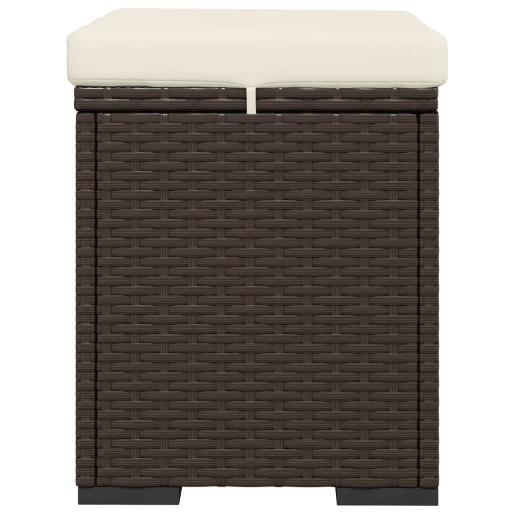ottoman med hynde 40x30x40 cm polyrattan brun