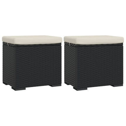 ottomaner med hynder 2 stk. 40x30x40 cm polyrattan sort