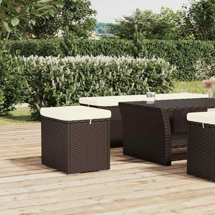 ottomaner med hynder 2 stk. 40x30x40 cm polyrattan brun