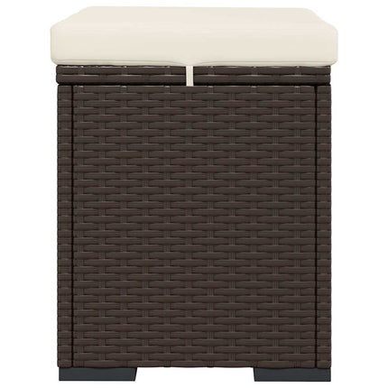 ottomaner med hynder 2 stk. 40x30x40 cm polyrattan brun