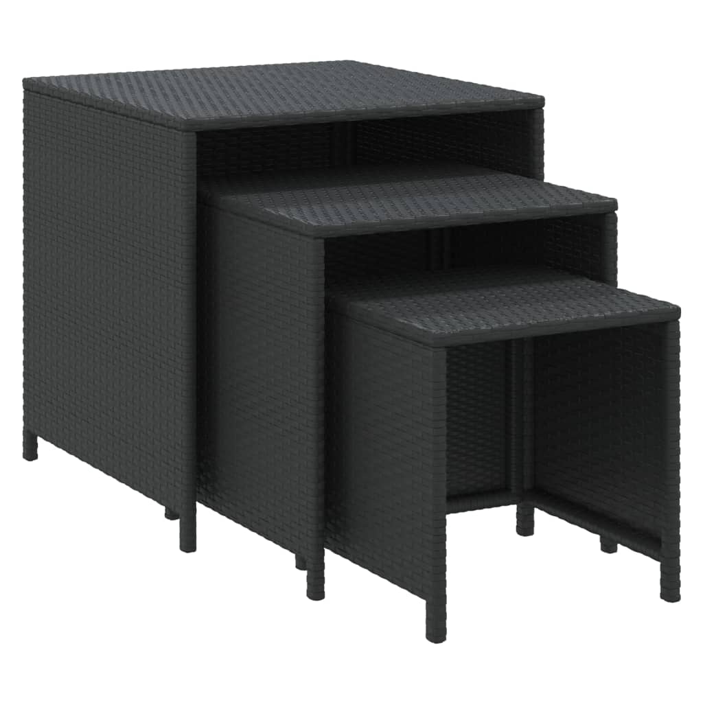 indskudsborde 3 stk. polyrattan sort