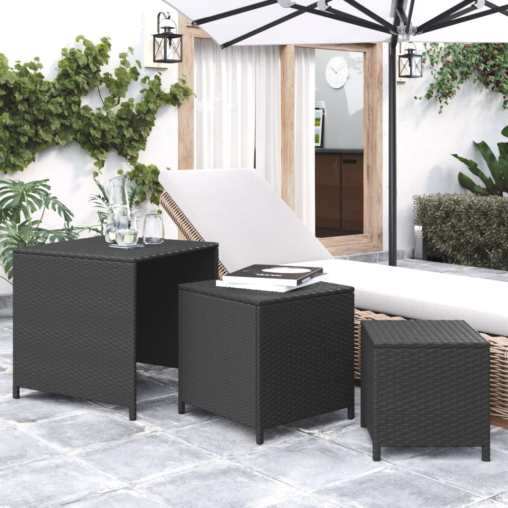 indskudsborde 3 stk. polyrattan sort