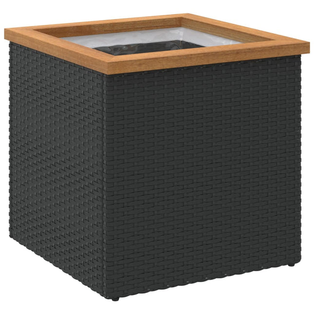 plantekasse 40x40x40 cm polyrattan sort