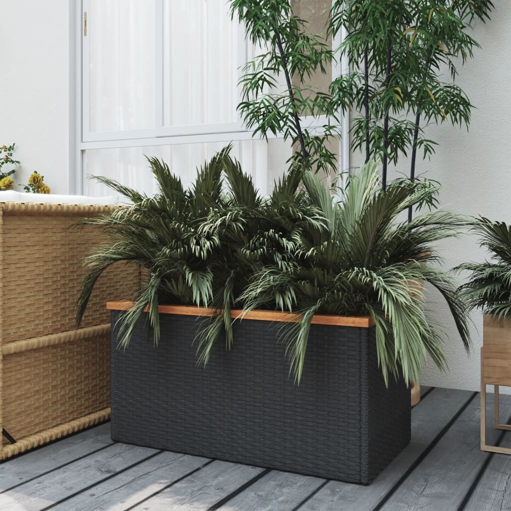 plantekasse 80x40x40 cm polyrattan sort