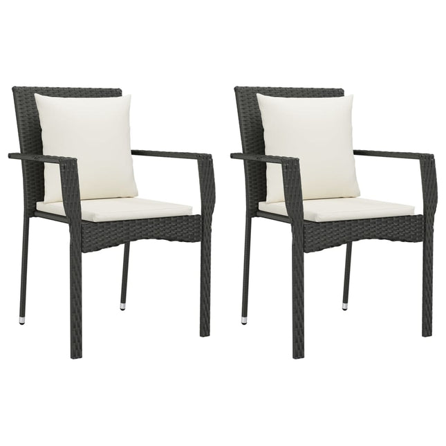 havestole med hynder 2 stk. polyrattan sort