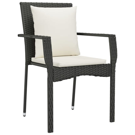 havestole med hynder 2 stk. polyrattan sort