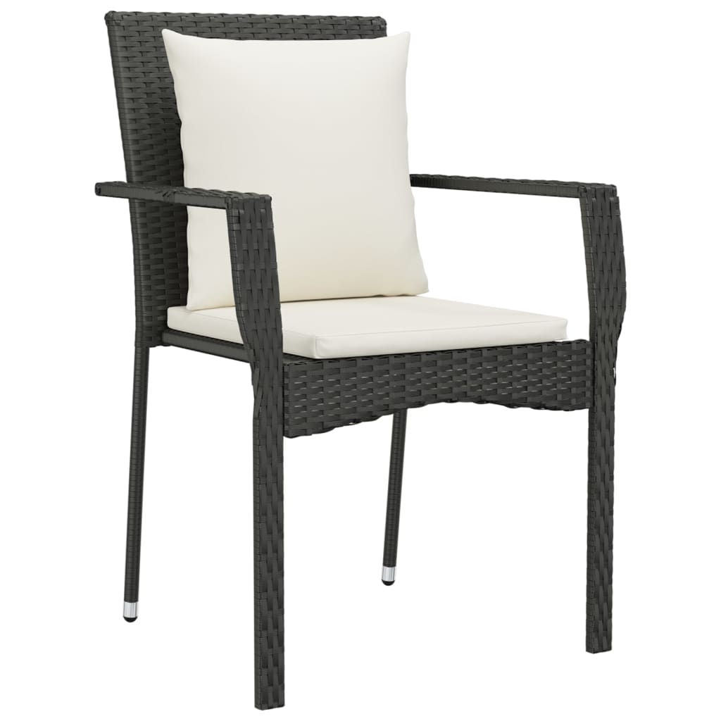 havestole med hynder 2 stk. polyrattan sort