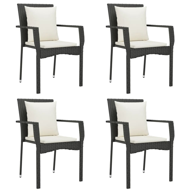 havestole med hynder 4 stk. polyrattan sort