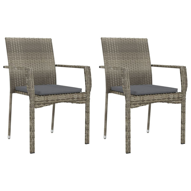 havestole med hynder 2 stk. polyrattan grå