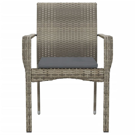 havestole med hynder 2 stk. polyrattan grå