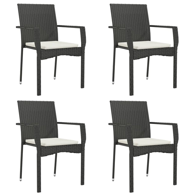 havestole med hynder 4 stk. polyrattan sort