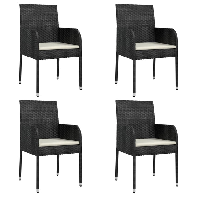 havestole med hynder 4 stk. polyrattan sort